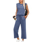 Women's Sleeveless Top & Wide-Leg Pants 2-Piece Set
