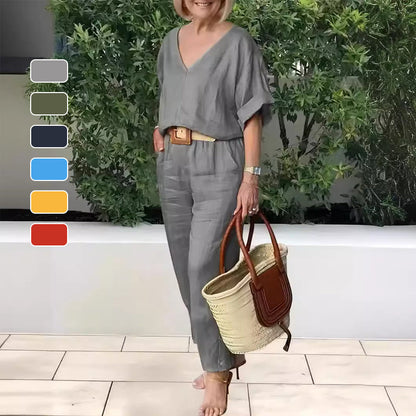 Loose V-neck Top and Pocket Pants