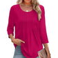 Ruffled Round Neck Loose Fit Thin T-Shirt