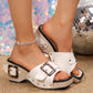 ⏳ Limited time 49% off!👡Women’s Wedge Slide Sandals with Studded Strap