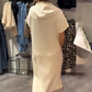 🎯 Factory direct supply ✨ for ladies solid color hooded short sleeve long skirt |