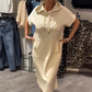 🎯 Factory direct supply ✨ for ladies solid color hooded short sleeve long skirt |
