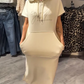 🎯 Factory direct supply ✨ for ladies solid color hooded short sleeve long skirt |