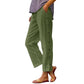 Casual Solid-Color Loose-Fit Cropped Pants with Side Buttons