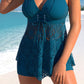 ✨Summer Hot Sale 🔥Women's V-Neck Lace Swimdress ＆ Boyshorts Two-Piece Set