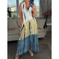 Women's Tie-dye V-neck Lapel Sleeveless Dress