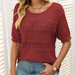 🎉This week's Special Sales - 49% OFF✨Women's Round Neck Hollow Knit Crochet Short Sleeve Sweater