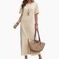Cotton-Linen Loose Round-Neck Dress