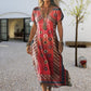 🌺Women's Printed V-Neck Short-Sleeve Long Dress✨