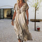 🌺Women's Printed V-Neck Short-Sleeve Long Dress✨