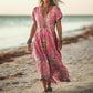 🌺Women's Printed V-Neck Short-Sleeve Long Dress✨