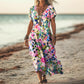 🌺Women's Printed V-Neck Short-Sleeve Long Dress✨