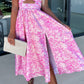 🌸Summer Special Limited Time Discount💐Pink Floral Print Waist Cutout V-Neck Sleeveless Dress