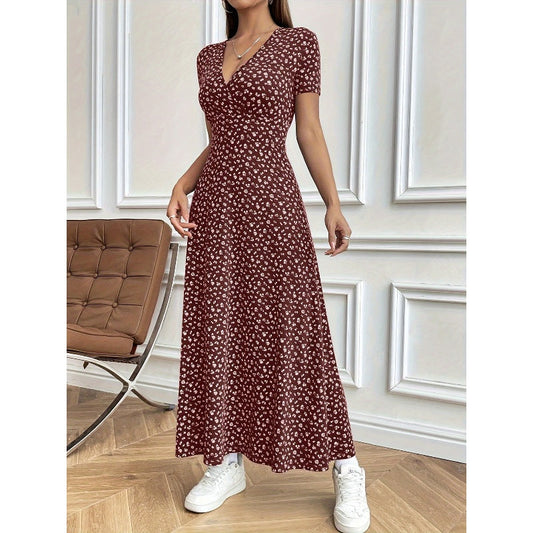 Women's Casual V-Neck Floral Maxi Dress