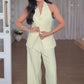 Women's Halter Vest & Wide Leg Pants Set