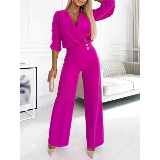 🌸New Arrival 50%OFF💖 Women's Fashion V-Neck Top and Pants Set