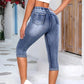 Women’s Casual High Waist Drawstring Jeans