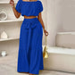 👚 60% OFF NOW! 🌸 Off-Shoulder Puff Sleeve Top & Wide-Leg Pants 2-Piece Set – Elegant, Comfortable & Perfect for Summer Days ☀️
