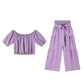 👚 60% OFF NOW! 🌸 Off-Shoulder Puff Sleeve Top & Wide-Leg Pants 2-Piece Set – Elegant, Comfortable & Perfect for Summer Days ☀️