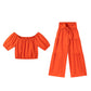👚 60% OFF NOW! 🌸 Off-Shoulder Puff Sleeve Top & Wide-Leg Pants 2-Piece Set – Elegant, Comfortable & Perfect for Summer Days ☀️