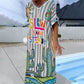 Women’s Fashion Print Short Sleeve V-Neck Dress