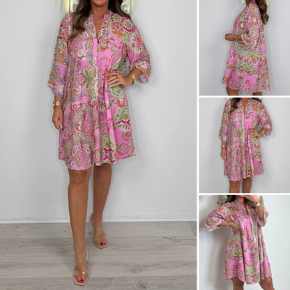 Women's Paisley Print Pink Mini Dress