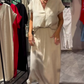 Women's Solid Color V-Neck Top and Skirt 2-Piece Set for Summer