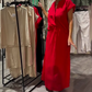 Women's Solid Color V-Neck Top and Skirt 2-Piece Set for Summer