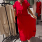 Women's Solid Color V-Neck Top and Skirt 2-Piece Set for Summer