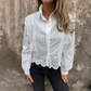 Women's Casual Lace Trim Lapel Top