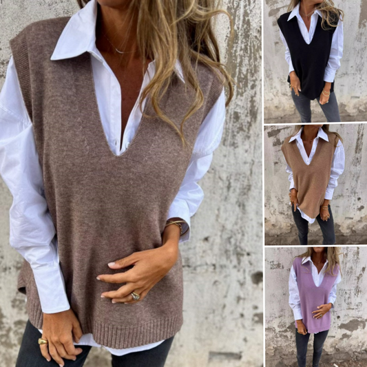 Women's Casual V-Neck Knit Sweater Vest