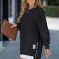 Long Sleeve Pullover Zipper Slit Casual Sweatshirt Dress