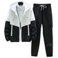 Men's Comfortable Color-Block Hooded Jacket & Drawstring Pants