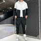 Men's Comfortable Color-Block Hooded Jacket & Drawstring Pants