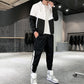 Men's Comfortable Color-Block Hooded Jacket & Drawstring Pants