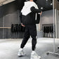 Men's Comfortable Color-Block Hooded Jacket & Drawstring Pants