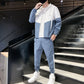 Men's Comfortable Color-Block Hooded Jacket & Drawstring Pants