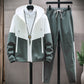 Men's Comfortable Color-Block Hooded Jacket & Drawstring Pants