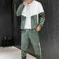 Men's Comfortable Color-Block Hooded Jacket & Drawstring Pants