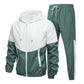 Men's Comfortable Color-Block Hooded Jacket & Drawstring Pants