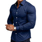 Men's Solid Color Lapel Long Sleeve Button-Down Shirts