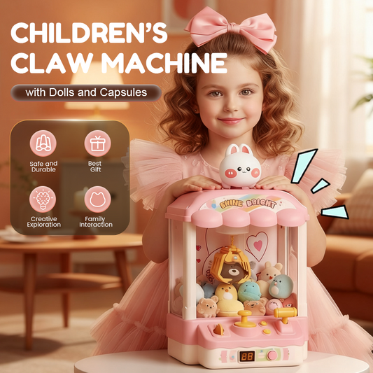 🧸 Children's Favourite Toy💝 Adorable Animal Claw Machine (Includes Plushies and Capsule Toys)