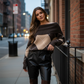 Women's Off-the-Shoulder Argyle Knit Sweater