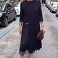 Women’s Elegant Knit Midi Dress with Side Slit