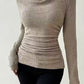 Women's Draped Neck Ruched Long-Sleeve Knit Tops