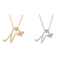 🎉New Year Sale-60% Off💖Initial Letter Necklace with Pink Heart Charm
