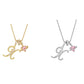 🎉New Year Sale-60% Off💖Initial Letter Necklace with Pink Heart Charm