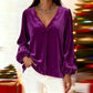 Women’s Elegant V-Neck Lantern Sleeve Top