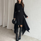 Modern Flared Sleeve Belted Asymmetrical Dress