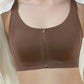 Women's Comfortable Wireless Seamless Zip Front Closure Bra
